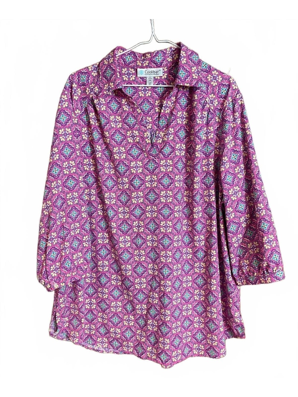 Coolibar pink geometric-print top in size XXL